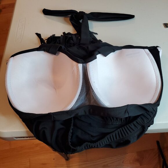 NEW WATER PRINCESS SZ XL 2 Piece Black Swimsuit Boho Cruisewear Vacation - Picture 5 of 11